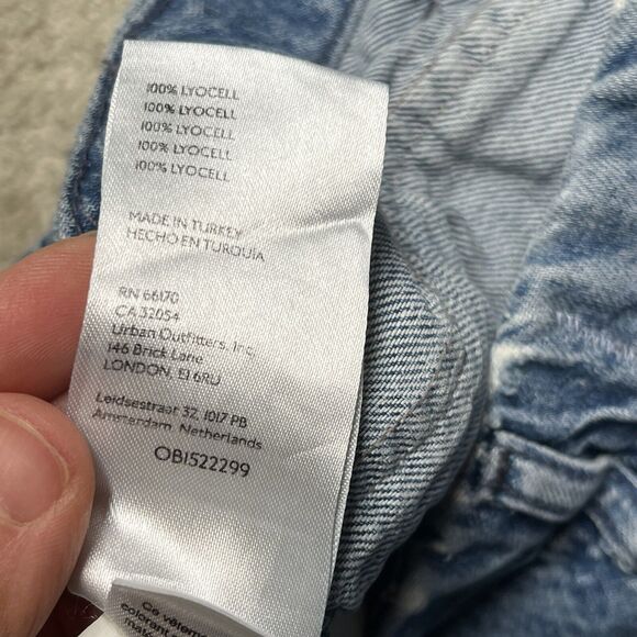 Free People Rory Slim Straight Jeans Wo's 30 Tab Cuff Hems Seamed Button Pockets - Picture 13 of 16